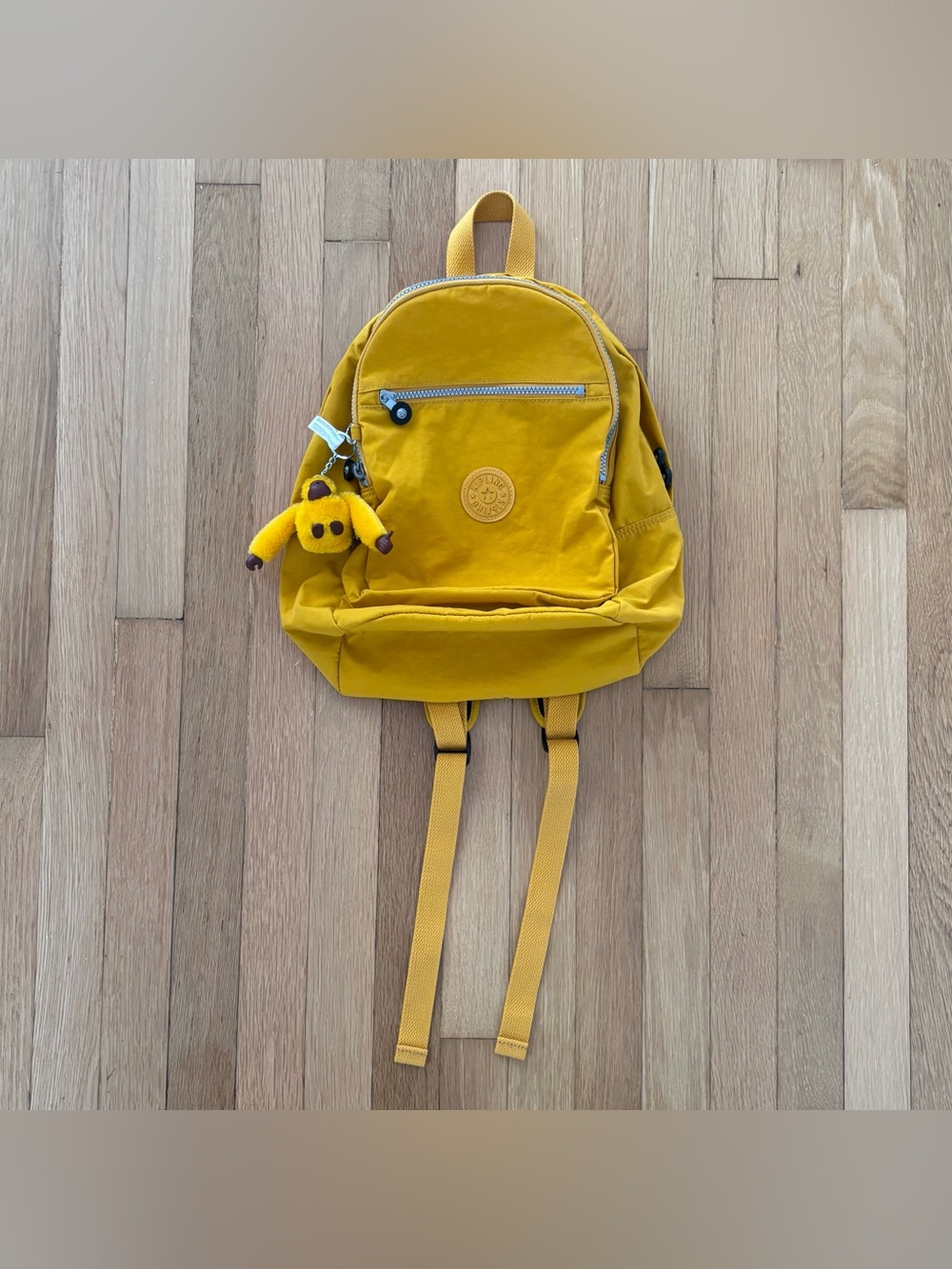 Kipling Challenger Backpack Mustard Yellow Medium Nylon Rucksack Bag Monkey